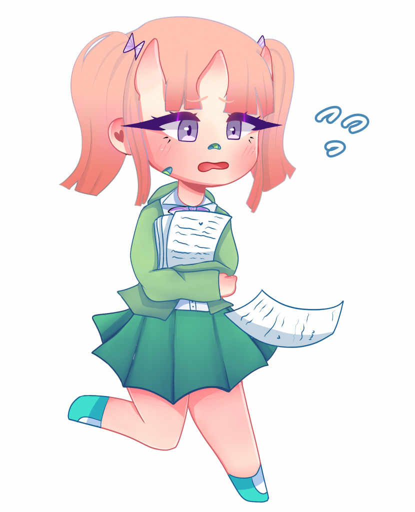 Chica con formularios tropezando